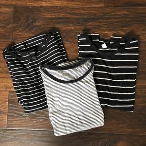 LOT forever 21, BP, Old Navy, b&w striped shirts S
